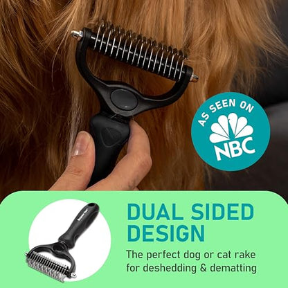 Maxpower Planet Hair Brush - Double Sided Shedding, Dematting Undercoat Rake for Dogs and Cats, Extra Wide Dog Grooming Brush, Reduce Shedding by 95%, Black - color: Black, size: Large
