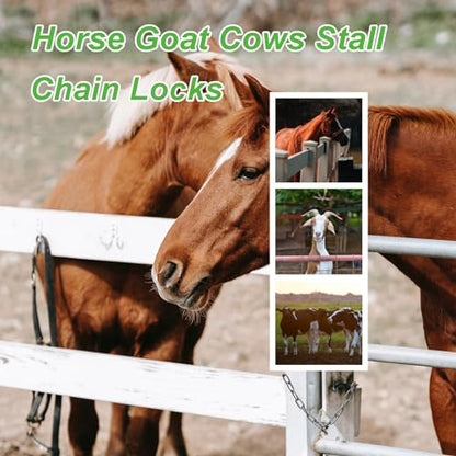 Gate Chain Lock,Gate Latch Chaining Lock for Livestock Horse Goat Cows Stall,Outdoor Fence Gate,Yard, Barn - size: 20INCH 2PCS