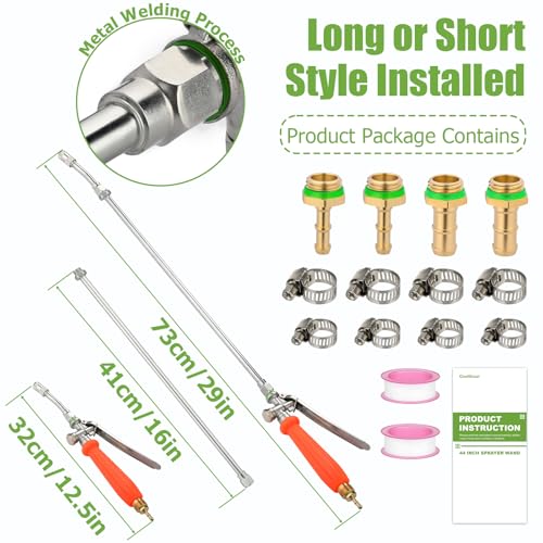 Sprayer Wand Replacement, 2 Pack 29 Inch All Metal Pump Spray Wand - color: 29 Inches Pump Sprayer Wand x 2PCS - Orange Handle