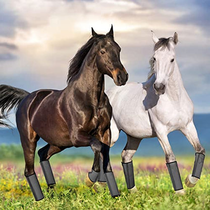 Jexine 8 Pcs Mesh Fly Boots for Horse - color: Dark Gray