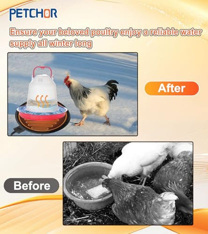 6" Heated Chicken Waterer Base 1 to 5 Gallon for Chickens Ducks Geese | Energy Saving Poultry Water Heater, Buckets Prevents Freezing for Turkeys Pigeons Rabbits Cats Dogs and Other Outdoor Animals