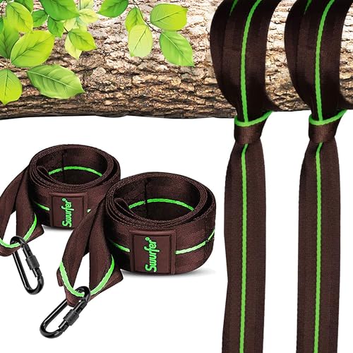 Swurfer Tree Swing Hammock Straps –Hanging Kit for Hammock, Tree Swings, Durable, Weatherproof, Rust Free, Secure Lock Snap Carabiners Included, Weight Limit 2200 lbs Per Strap (3 Feet - 2 Straps) - size: 3 Feet (2 Strap)