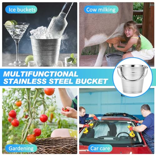 Hicarer 6 Pcs 2.1 Quart Stainless Steel Dog Water Bucket - size: 2.1 Quart