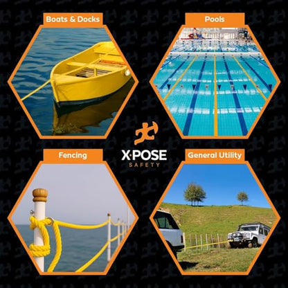 Yellow Twisted Polypropylene Rope, 1/2" Thickness x 50' Length Heavy Duty Poly Ropes for Outdoor and Marine Use, Yellow Rope for Visibility & Safety - 36 Packs - size: 1/2" X 50'
