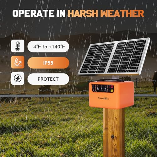 30 Miles Solar Electric Fence Charger, 0.3-1.5J for Livestock Farm - color: Orange