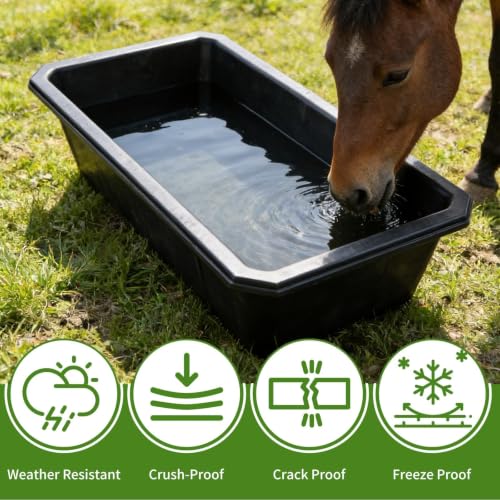 5 PCS Heavy Duty Rubber Feed Pan, 10 Quart/2.5 Gallon Square Feed Bucket - size: 17.3 × 12 × 5.1in