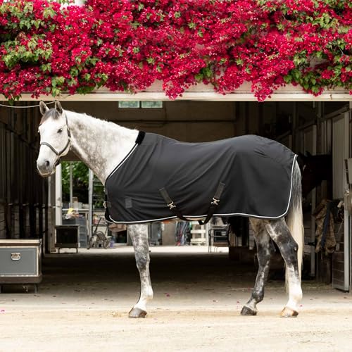 Equinavia Vind Lightweight Stable Blanket for Horses | No Fill Sheet with Wither Relief - Black - 84 in - color: Black, size: 84 in