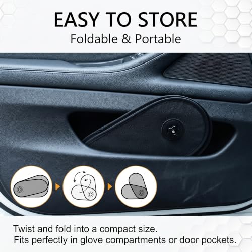 2PCS Car Side Window Shade, Adjustable & Rotatable Window Sun Blocker, Mesh Driver Side Sunshades for Heat & Glare Protection, Universal Fit for Most Cars (Black)