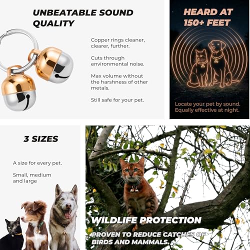 Beau's Bells 2 Extra Loud Cat & Dog Bells | Pet Tracker | Save Birds & Wildlife | Luxury Handmade Copper (Medium) - size: Medium