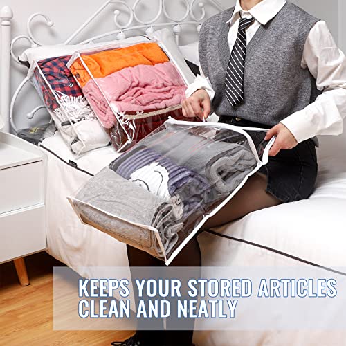 Shappy 6 Packs Clear Plastic Storage Bags with Zipper, 16 X 14 X 4 Inch | Sweater Bags, Moth Proof Protection, Vinyl, For Blankets Clothes Bed Sheet Comforters Pillows Quilt Closet Linen Organizer - size: 16 x 14 x 4 Inch