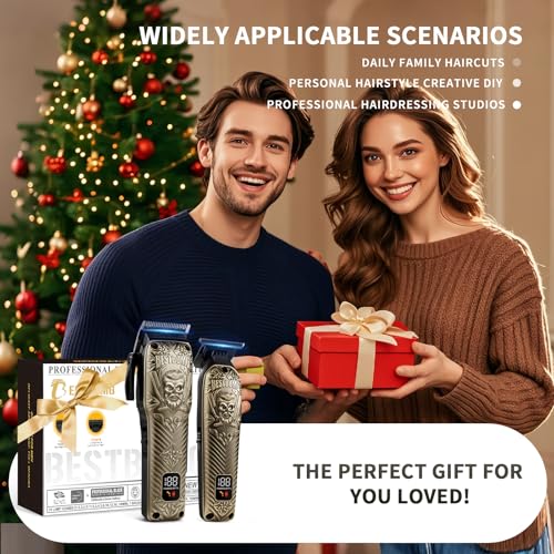 BESTBOMG® Professional Hair Clippers for Men, Clipper & Trimmer Set, Bronze - color: Bronze