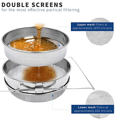 VIVO Double Sieve Stainless Steel Honey Strainer, BEE-V101H