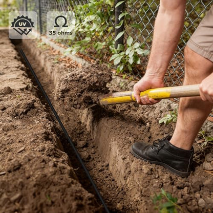 12 ½ Gauge Eeletric Fence Double Insulated Underground Wire, 2.5mm Underground Hard Cable, Direct Burial Electric Fence Wire, 50ft - size: 50 Ft