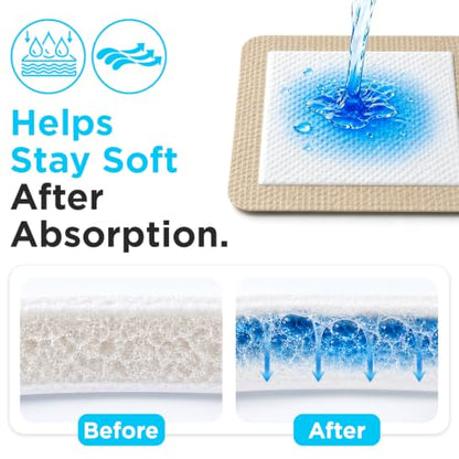 OK TAPE Silicone Foam Wound Dressing 3x3 Inch 20 Pack with Border | Wound Care Surgical Bandage, Gentle Adhesive for Skin Tears, Water-Resistant - size: 3" x 3" – 20 Count