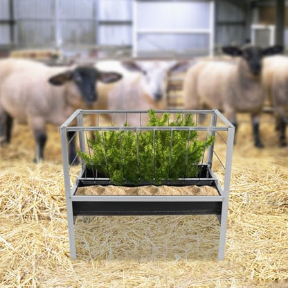 Large Capacity Feed Trough, 40" Long Livestock Hay Feeder Heavy Duty 2-in-1 Pasture Hay Feeder Heavy Duty Steel for Sheep Farms Sheds