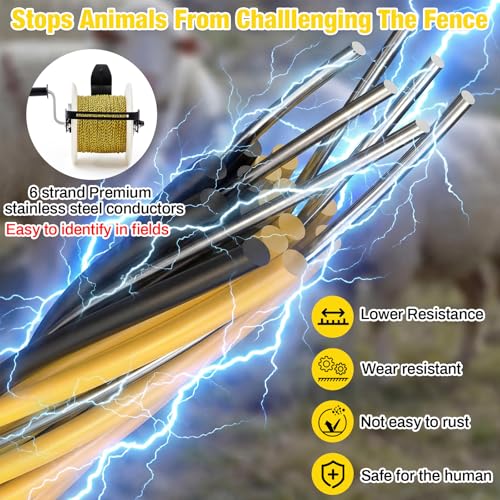Electric Fence Reel Kit with 3281 ft Polywire, 3:1 Geared Reel - size: 3281 ft X 1 Standard Reel X 1 Guide