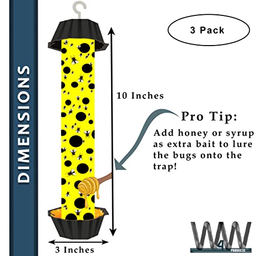 W4W, Jumbo Fly Stick- Super Sticky Fly Trap, Bugs Flies & Insects (3 Traps Included)-[3 Pack]
