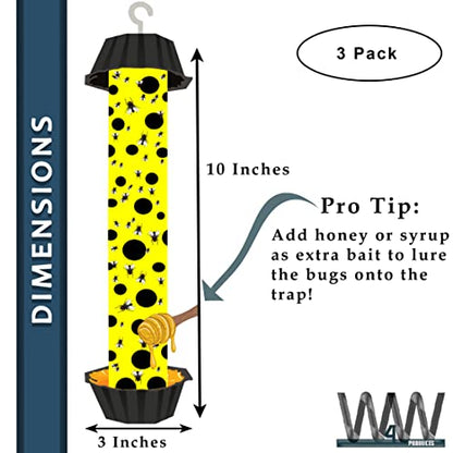 W4W, Jumbo Fly Stick- Super Sticky Fly Trap, Bugs Flies & Insects (3 Traps Included)-[3 Pack]