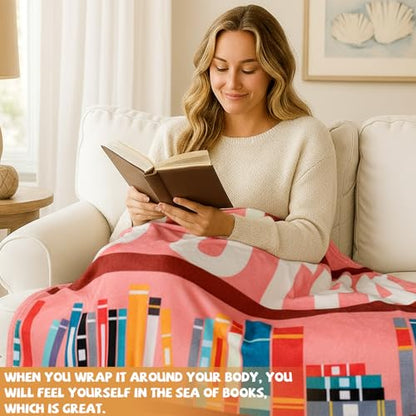 VitalCozy 4 Pack Book Throw Blankets for Teens Adult Soft Fleece Flannel Couch Blankets Birthday Gifts for Book Lovers Bookish Librarians, 40''x50'' - style: Book Lover