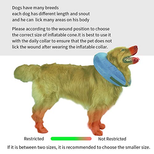 MCHY Inflatable Dog Cone,Adjustable Recovery Collar for Dogs After Surgery,Prevent from Biting & Scratching,Not Block Vision (Blue, M-Neck 10''- 14'') - color: Blue, size: M-Neck 10"- 14"