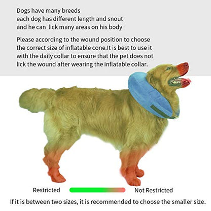 MCHY Inflatable Dog Cone,Adjustable Recovery Collar for Dogs After Surgery,Prevent from Biting & Scratching,Not Block Vision (Blue, M-Neck 10''- 14'') - color: Blue, size: M-Neck 10"- 14"