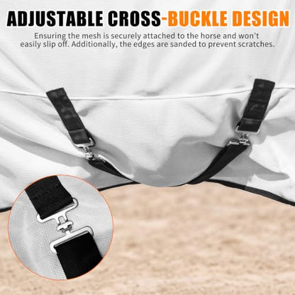 Horse Fly Sheet Breathable 78" UV Protection Equine Summer Sheets Stand Neck White - size: 78"(145cm)