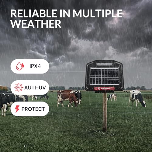 S700 0.76 Joule Solar Electric Fence Charger, Portable and Super Tough - 30 Miles, Keeps Out Predators, Animals