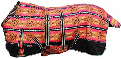 Challenger 1200D Turnout Lightweight Bellyband Rain Horse Winter Blanket Sheet 397B - color: Desert Aztec, size: 66 inches