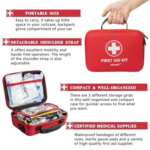 First Aid Kit 340 Piece, Premium Waterproof Hard Shell Medical Kit | Emergency First Aid Supplies and Survival Kit For Car, Home, Office, Travel, Camping, Sports, Outdoor, School - size: 340 Pieces