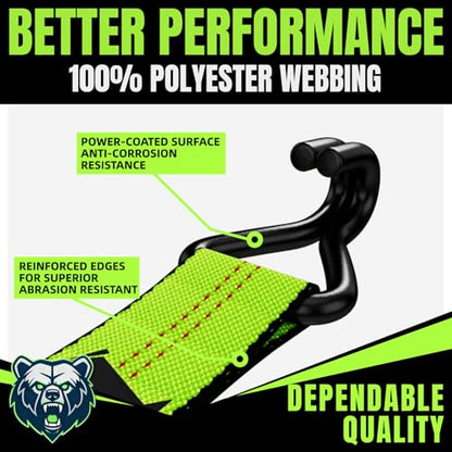 Umiro 2‘'*27' Heavy Duty Ratchet Straps with J Hooks Ratchet Strap 10,000Lbs MBS,Tie Down Ratcheting with J-Hook, Cargo Straps for Truck, Trailer, Moving(Neon Green) - color: Neon Green, size: 2 Inches X 27 Feet