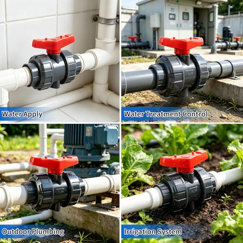 Boltigen UPVC 2" NPT Ball Valve, DN50 PVC True Union Full Flow, ASTM EPDM O-ring, 2 inch Threaded PVC Shut Off for Water System - size: 2" NPT