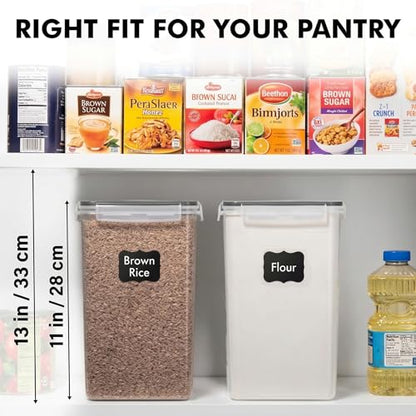 WHITE FEATHER SUPPLIES 2 PC [7 Qt / 6.5L / 220 Oz] Large Food Storage Containers with Lids Airtight - BPA Free Clear Plastic Kitchen and Pantry Storage Containers for Cereal, Flour, Sugar, Rice - color: Black - 2 Pack