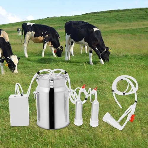 10L Goat Milking Machine, Adjustable Pulse Vacuum Electric Cow Milking Machine, Portable Electric Cow Milker with Udder Protection for Cows and Goats - size: 10L