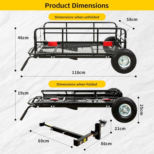 MaxxHal Hitch-N-Roll 2-in-1 Cargo Carrier & Push Cart - 400 lb Capacity Hitch Mount Steel Basket with 10" Flat Free Tires - Foldable Utility Rack for SUV, Truck, Camping & Ranch (50243) - style: Hitch-N-Roll Cargo Carrier