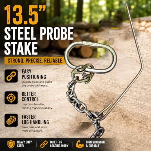 7FT 2 Ton Logging Chain with Choker Hook & 13.5" Steel Probe Stake, Heavy Duty Skidding Tow Chain for Tractor Towing, Tree Dragging, Forestry Logging, ATV & UTV - size: 7FT