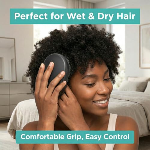 Large Size Black Rubber Curling Hair Brush Premium Twist Tool for Afro Curly Coiled 4C Hair Quick Easy Styling - size: Large