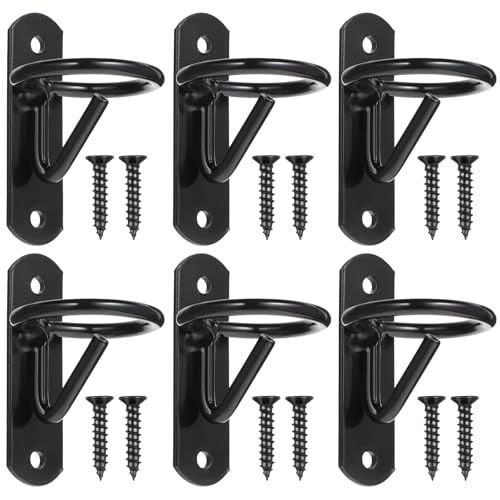 6 Pcs Bucket Hooks for Horses Equestrian Bucket Hook Metal Water Bucket Hangers Horse Stalls Feed Bucket Barn Farmhouse Supplies (Black)