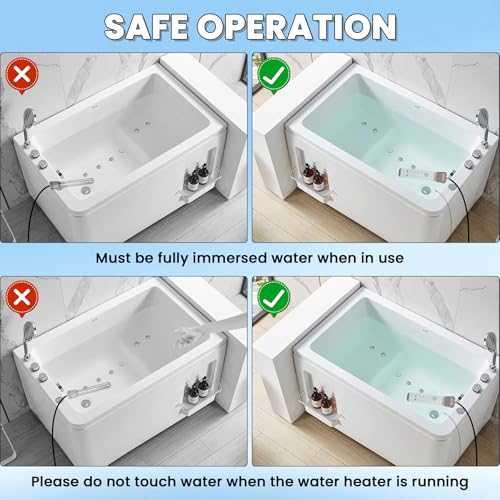 Immersion Water Heater, 2000W Portable Pool Heater with Thermostat & Auto Shut-Off, Electric Bucket Heater with Protective Cover for Inflatable/Above Ground Pools, Bathtub, Camping - Shiny Black - color: Shiny Black