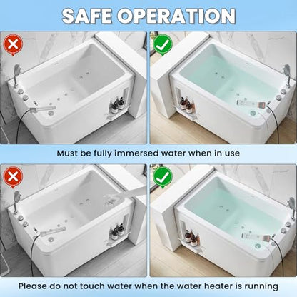 Immersion Water Heater, 2000W Portable Pool Heater with Thermostat & Auto Shut-Off, Electric Bucket Heater with Protective Cover for Inflatable/Above Ground Pools, Bathtub, Camping - Shiny Black - color: Shiny Black