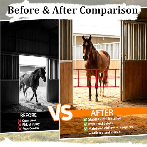 48" x 20" Stall Guards for Horses with Adjustable Straps and Hardware (Red) - color: Red