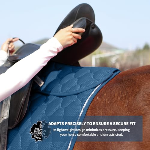 Harrison Howard Mesh Riding Half Pad for English Saddle Comfortable Cushioning Reduce Pressure on Horse’s Back - color: Teal