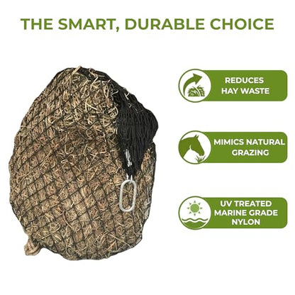 hay chix Half Bale Hay Net for Horses | 1 3/4" Holes, Oat Rope - color: Oat