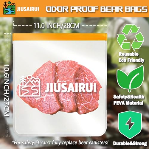 JIUSAIRUI Odor Proof Bear Bags for Food Backpacking: 3Pack Reusable Bear Proof Food Storage Designed to Use with Bear Canister for Backpacking fit Camping Hiking Water Sports