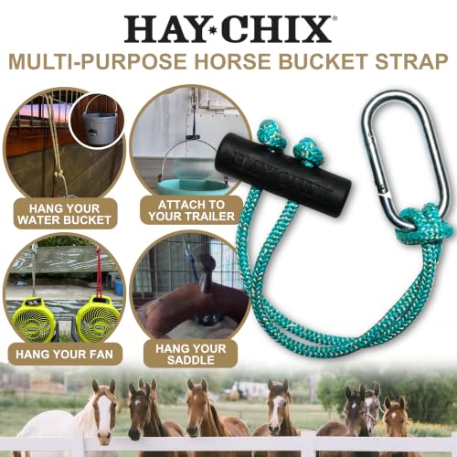 hay chix Horse Bucket Strap for Stalls - Bucket Hanger - 14 Inch, Turquoise - color: R. Turquoise