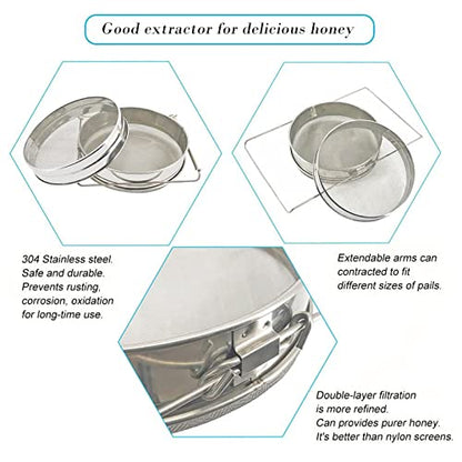 Honey Strainer for 5 Gallon Bucket with Up to 16.5 inches Extendable Arms