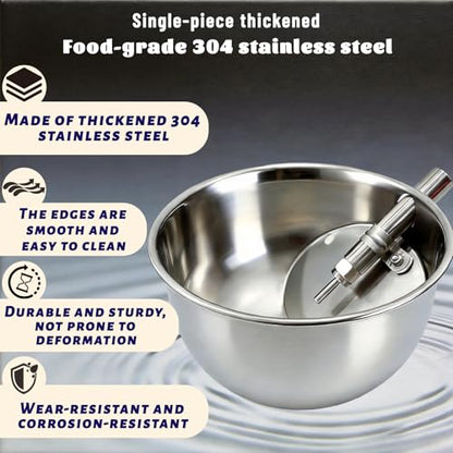Stainless Steel Pig Waterer Bowl, Automatic Livestock Waterer 1/2" Thread, Heavy Duty Hog Water Trough, Wall Mounted Water Drinker for Piglet Sow Goat Livestock Farm（L）