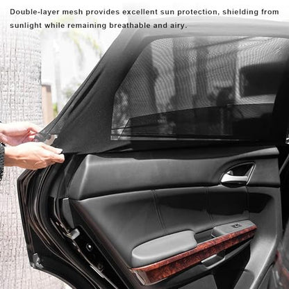 2 PCS Car Window Shades, Double-Layer Automotive Front Side Window Sunshade Blocks UV Rays & Sun Glare, Breathable Mesh Screen Stretch Sun Protection Cover for Most SUVs - color: Car Front, 2 PCS