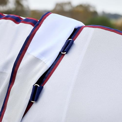 WeatherBeeta ComFiTec Airflow Fly Sheet Detach-A-Neck, Grey/Navy/Burgundy, 48" - size: 48"