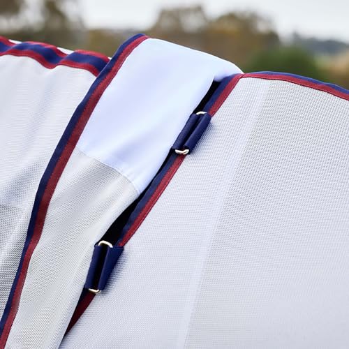 WeatherBeeta ComFiTec Airflow Fly Sheet Detach-A-Neck, Grey/Navy/Burgundy, 75" - size: 75"
