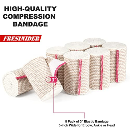FRESINIDER Premium Elastic Bandage Wrap 3 Inch, 8 Pack, Hook and Loop - color: 8 Pack X 3 Inches